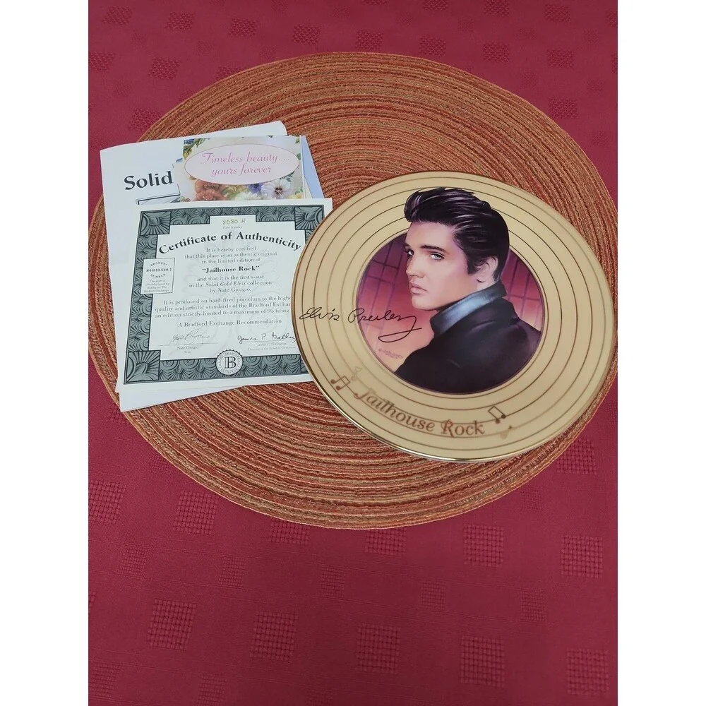 Bradford Exchange Jailhouse Rock Solid Gold Elvis Plate With #8080 H With COA